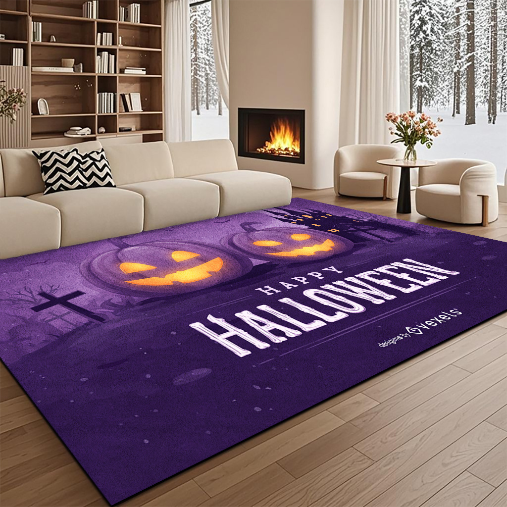 Commercial Printing House - Tappeto Rettangolare Viola per Halloween, Moquette
